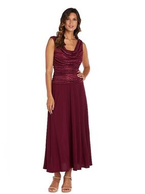 R&M Richards Merlot Sleeveless Cowl Neck Maxi Dress